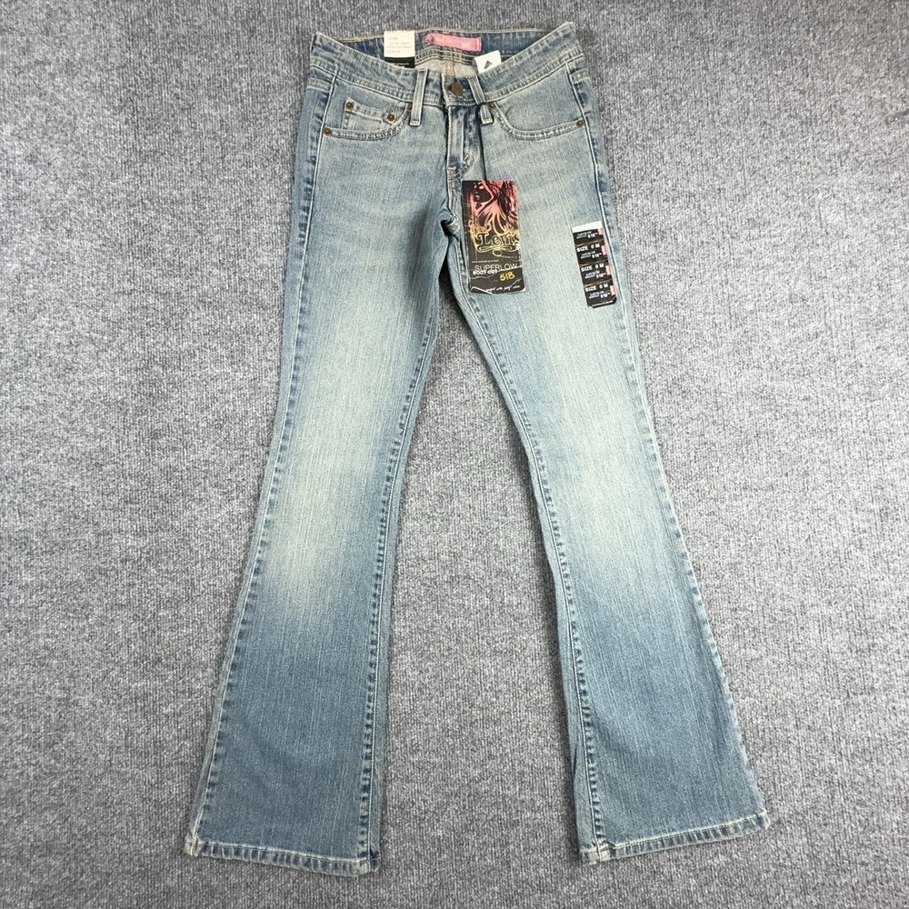 Y2k Levi's 518 Superlow Bootcut Jeans Womans 0 Light Blue Low Rise Stretch Denim
